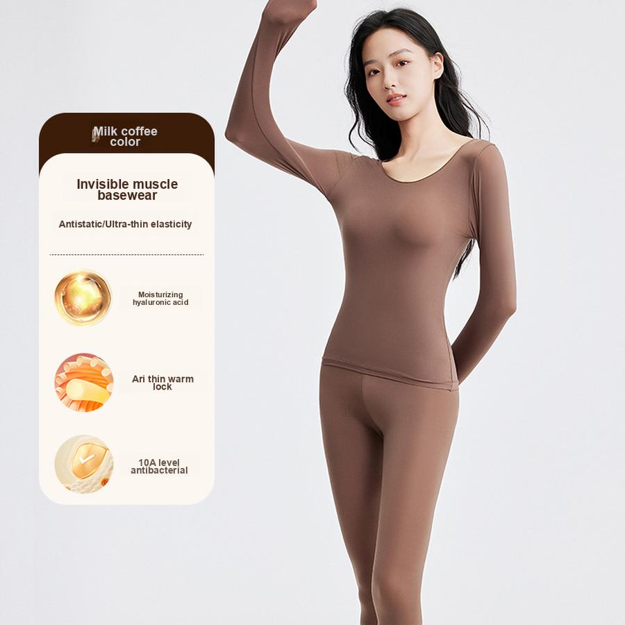 Ultra Thin Seamless Underwear Set for Women, Winter Thermal Base Layer Pajamas