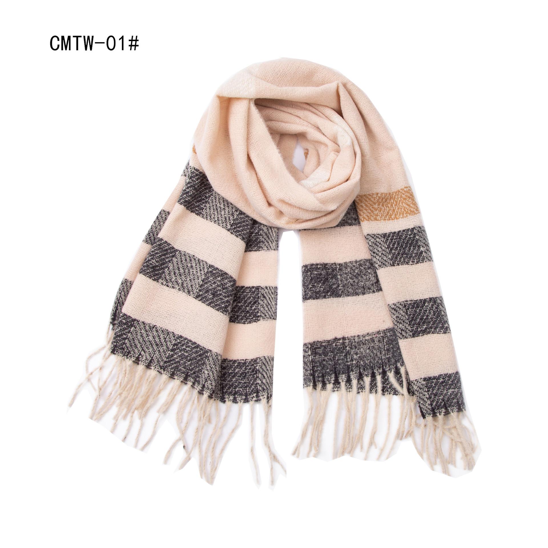 Foreign Trade European and American Autumn/Winter New Men s Hoop Gauze Fringe Tassel Striped Scarf Women s Oversized Warm Shawl 200X60CM