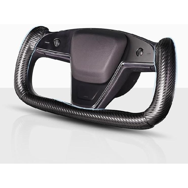 Steering Wheel Cover For Tesla Yoke Steering Wheel, Car Steering Wheel Cover For Tesla Model S -Present/Model X -Present Steering Wheel Accessories Black Matte Carbon Fiber