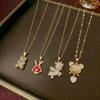 Women's Luxury Bear Pendant Necklace - Japanese Korean Diamond Style, Versatile Fashion Gift