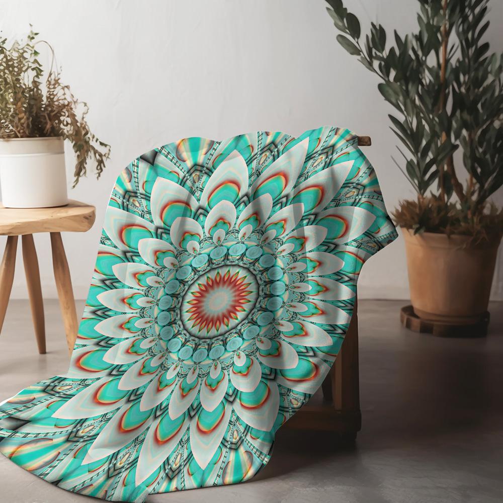Boho Mandala Pattern Throw Blanket Psychedelic Colorful Abstract Cotton Throw Blanket Festival Gift Home Decor