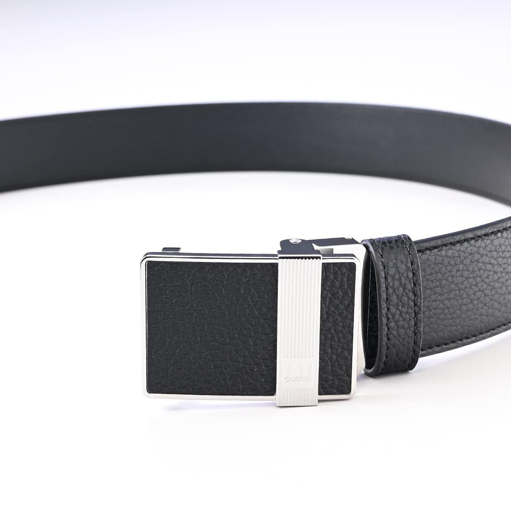 Dunhill Automatic 35mm Long Free Size Men's Belt, 3.5cm Wide, Auto-Lock, Tail, Black/Silver, 23R4A11GB001, [Used]