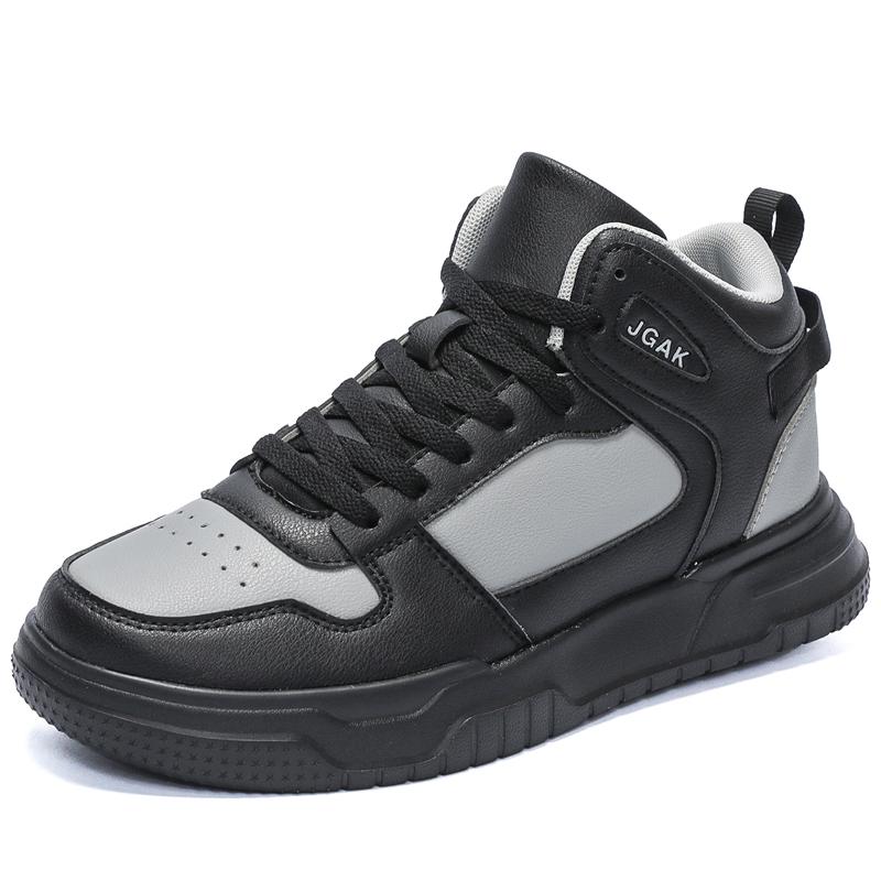 

Плюс Большой Размер 50 51 52 Кожаные Кроссовки Мужские Высокие Спортивная Обувь Лодыжка Мода Обувь для Скейтбординга Балетки Стильная Мода 39 черный серый