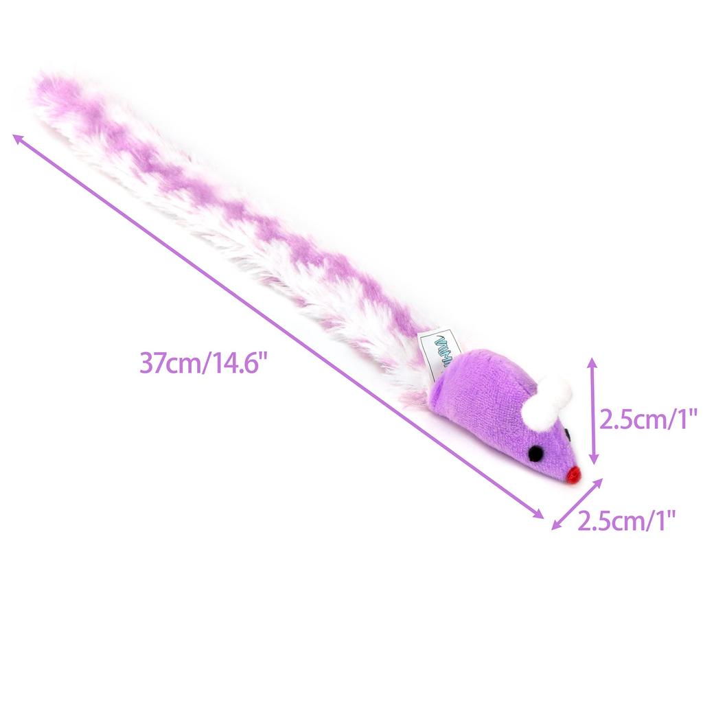Chiwava 4-Piece 38cm Long Soft Plush Rattle Toy for Cats, Mouse Rattle Sound, Small Mouse Activity Interactive Toy