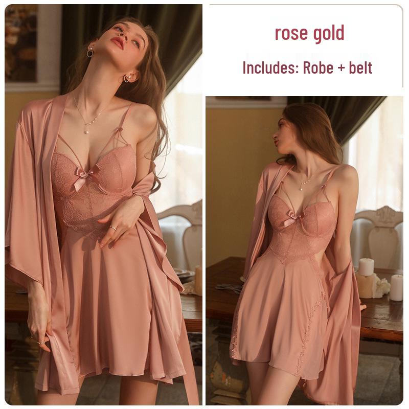 Gorgeous Plus Size Backless Push-Up Nightgown with Padded Camisole