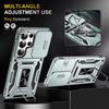 Case for Samsung S26 S25 S24 Plus Ultra Lens Sliding Window Protective Cover Full Coverage With Holder Kickstand Shock Proof