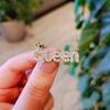 Cute Rhinestone Letters Brooches for Women Crown Queen Brooch Pins Party Dress Up Clothing Accessories Jewelry Gifts