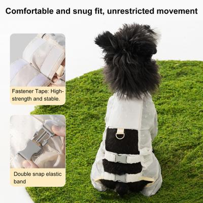 Yousheng Haustier Staubschutzhose Wasserdicht Rutschfest Hundepfoten-Schutzschuhe Regenstiefel mit Verstellbarem Hosenträger Schmutzabweisender Bauch für Outdoor-Wandern