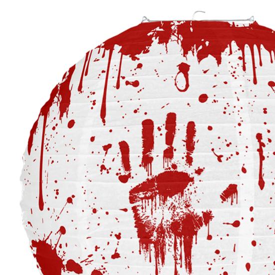 Halloween Blood Handprint Paper Lantern Spooky Hanging Round Lantern for Parties Haunted Houses Home Decoration
