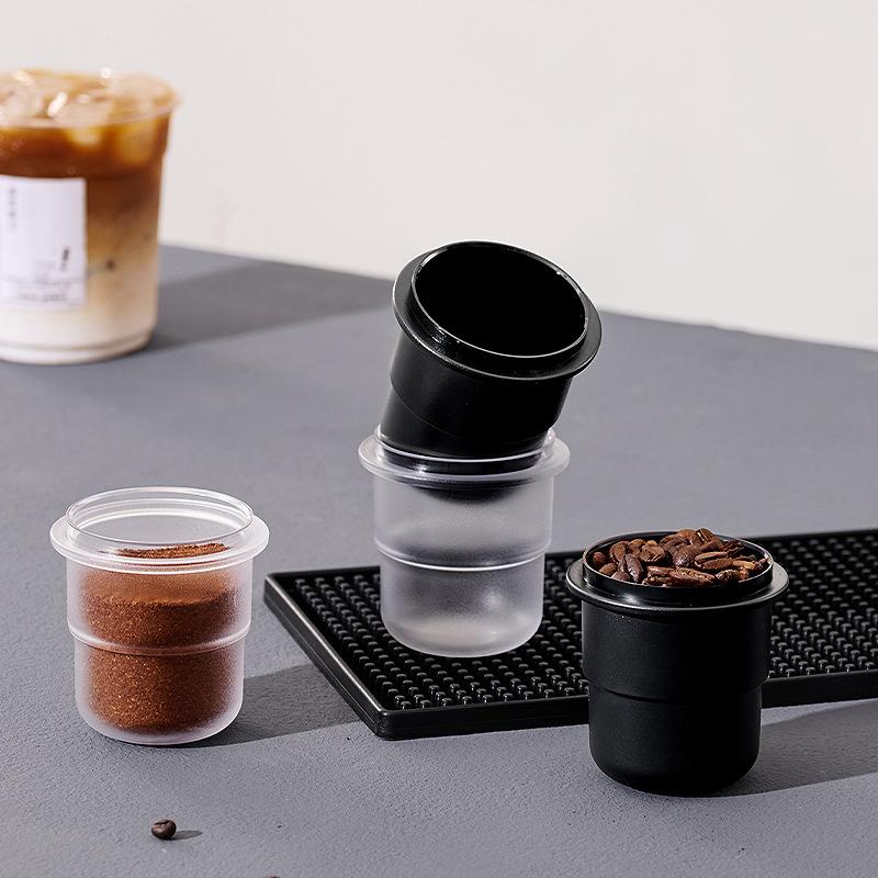 58Mm Coffee Portafilter Dosing Cup Black Clear Espresso Sniffing Mug Coffee Dosing Cup Anti-Flying Powder Coffee Machine Tools