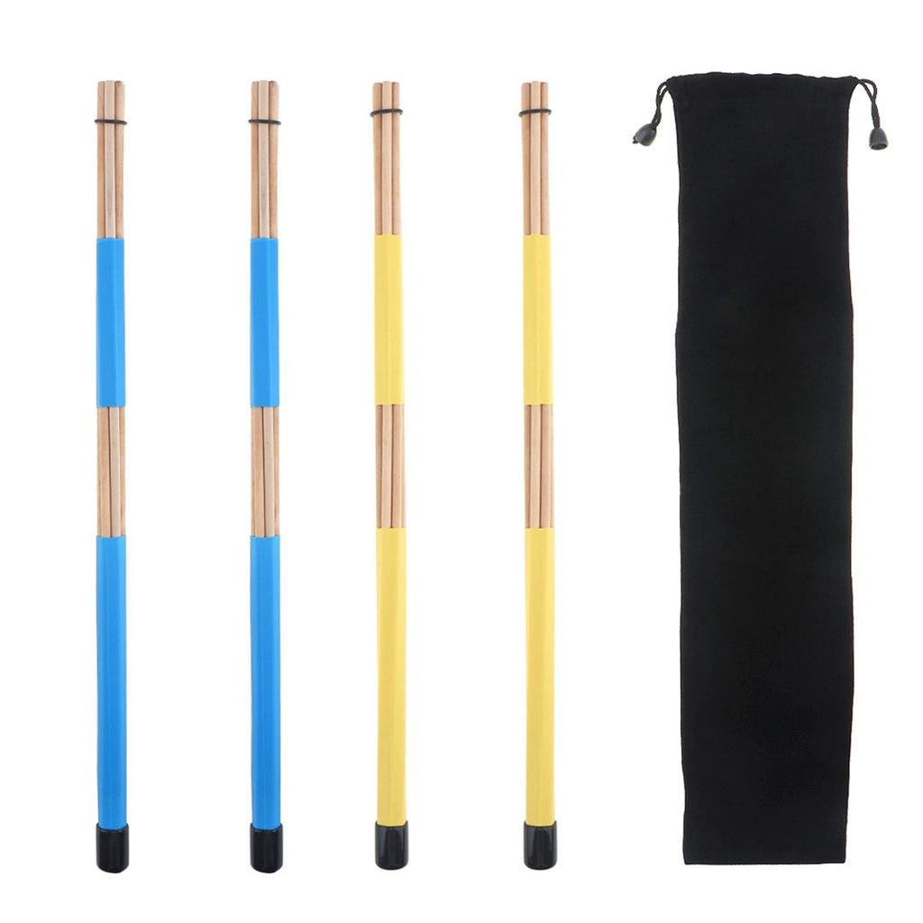 1 Paar Trommelbürsten mit Bambus-Gummigriff und Samtbeutel