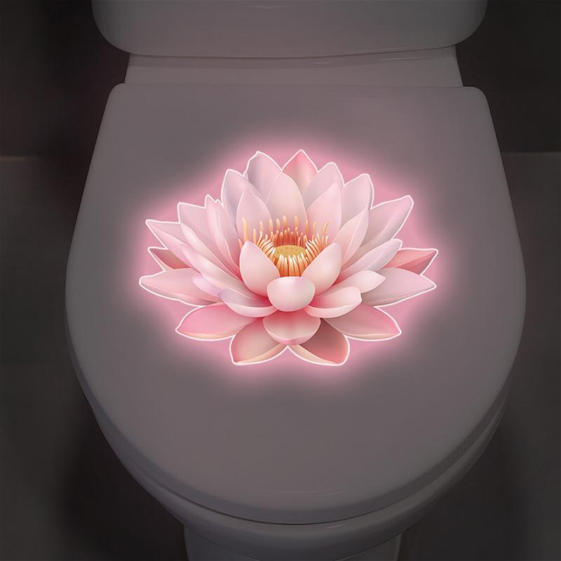 

Bathroom Luminous Lotus Toilet Seat Cover Sticker Wall Decal Self-Adhesive Pvc Waterproof Home Decor 1pc