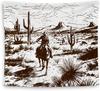 Retro Wild West Tapestry, Vintage Cowboy Riding Horse Desert Cactus Wall Hanging For Living Room Bedroom Rustic Home Decor