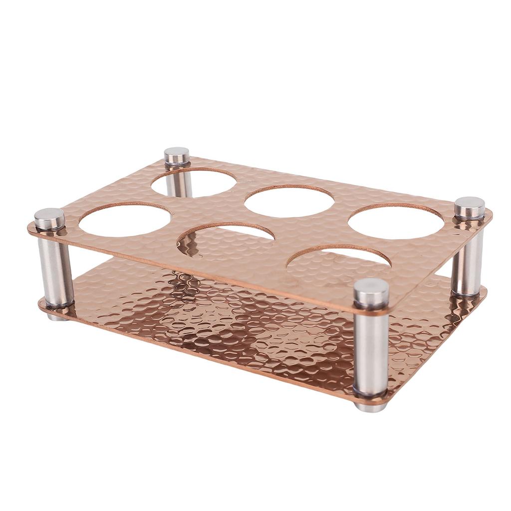 6 Holes Glass Holder Tray Stainless Steel Wine Glass Cup Serving Tray for Kitchen Party Bar Club
