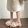 Fashion going out flat-bottomed fairy thick-heeled cool slippers 2025 super fairy niche design feeling flower word cool slippers woman