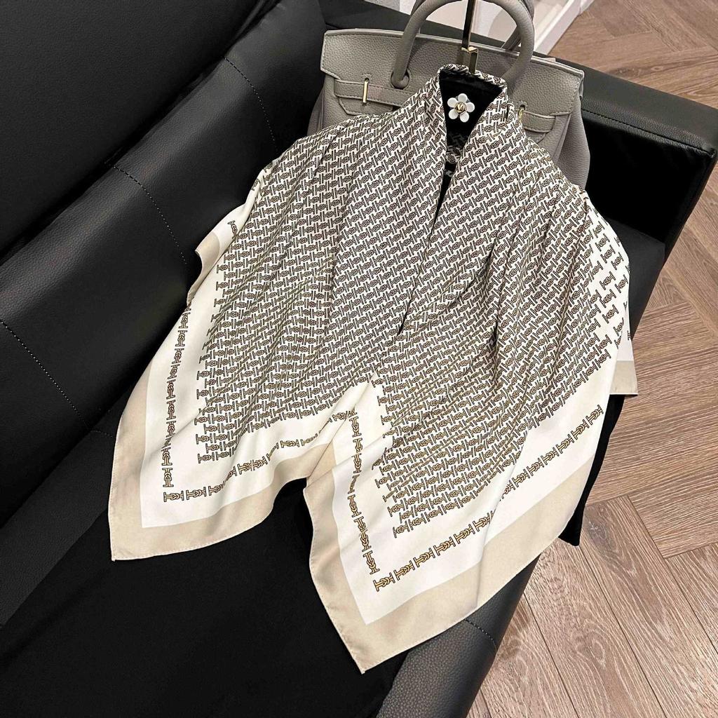 91Cm square scarf silk scarf women's new literary and fashion scarf accessories autumn and winter retro versatile shawl