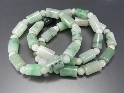 [Stone Town] Natural Jadeite Cylinder with Jade Pattern, Approx. 8.5mm, Design Bracelet