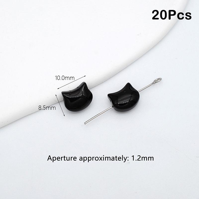 6.8/10Mm 20Pcs Small Cat Head Glass Beads Cute Charm Cat Beads For Jewelry Making Findings Diy Bracelets Necklace Earring
