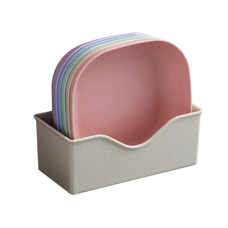 1/4Pcs/Set Dessert Plate Pure Natural Wheat Square Snack Straw Bowl Sauce Seasoning Dish Degradable ECO-friendly Tableware