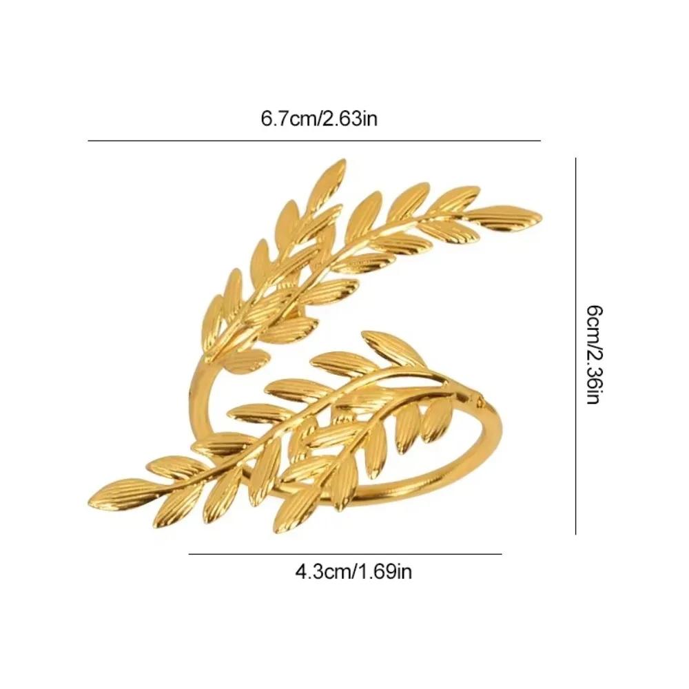 1/6/12pcs Modern Minimalist Napkin Ring Buckles Metal Gold Leaf Napkin Holder Christmas Thanksgiving Dinnig Table Decoration