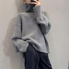 Women's European High Neck Pullover Sweater: Autumn/Winter Loose Fit, Slimming Plain Knit Base Layer