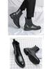 Korean Retro Black Leather High-Top Men's Mid-Calf Martin Boots for Spring & Autumn Fashion