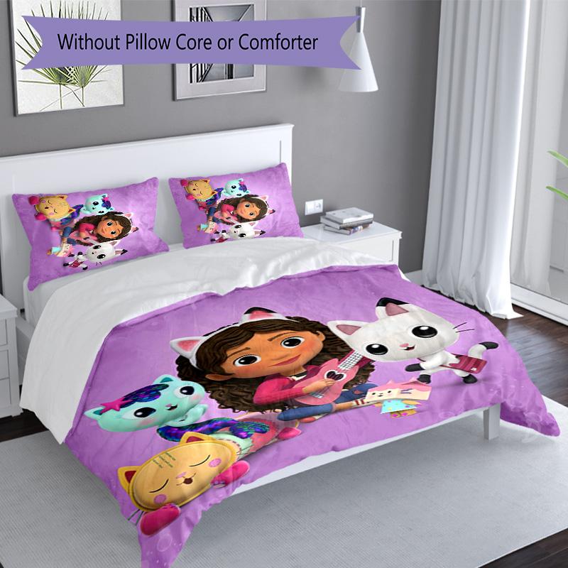 3pcs Gabby's Dollhouse1 pattern bedding set duvet cover set includes duvet cover &pillowcases, perfect all season bedroom decoration & gift