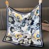  New Luxury Brand 70X70CM Shawls Floral Stripe Print Scarf Headcloth Small Fashion Silk Scarves Bandanna Foulard Hijab