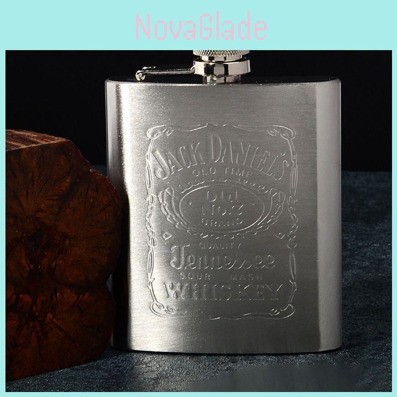 Elegant Portable 7oz Stainless Steel Flask With Embossed Design For Whiskey Lovers
