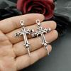 5Pcs Vintage Skeleton Cross Art Charms Punk Skull Skeleton Vampire Charm Halloween Pendant DIY Handcrafted Jewelry Accessories