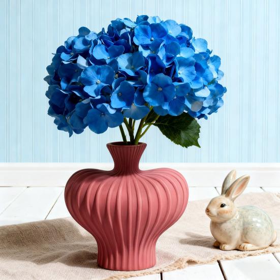 Ceramics Ribbed Flower Vase Minimalist Modern Flower Holder Container Home Office Table Centerpiece Decorative Floral Plants Vase