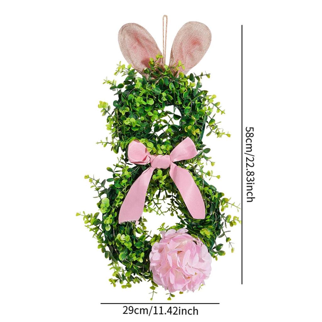 Easter Wreath for Front Door Wall Hanging Creative Festive Garland with Light for Farmhouse Festival Wedding Office Party Favors