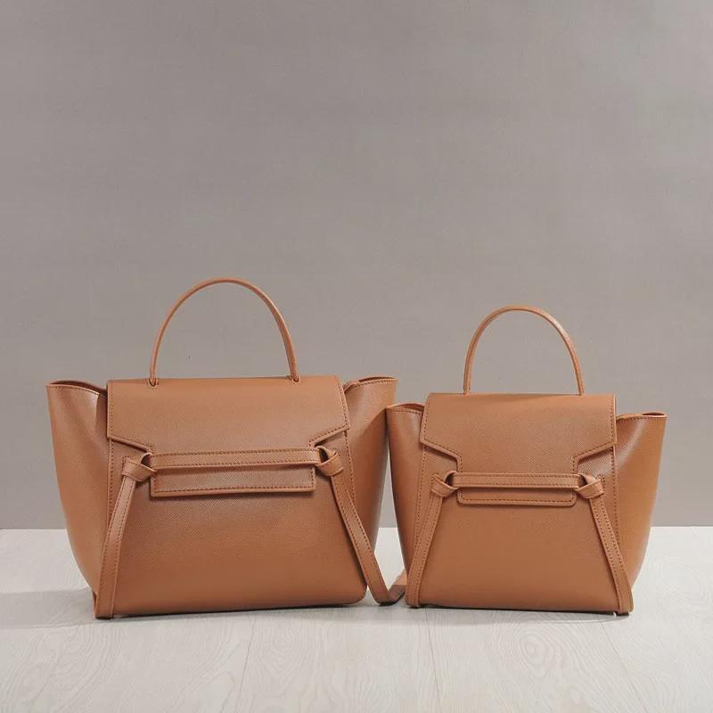 Damen Umhängetasche aus echtem Leder mit großem Fassungsvermögen - Wels-Design, geflügeltes Rindsleder, Smiley-Gesicht-Tasche