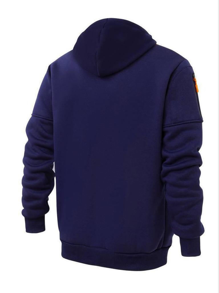 European Men's Bestseller Hoodie Jacket - Casual Sports Style with Zippered Arm and Multi-Pocket Design