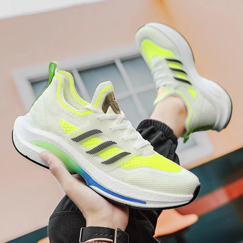 Fashion Men's Shoe Summer 2024 New Flying Woven Breathable Mesh Surface Fashion Shoes All Match Running Sports Big Size Men's Shoes