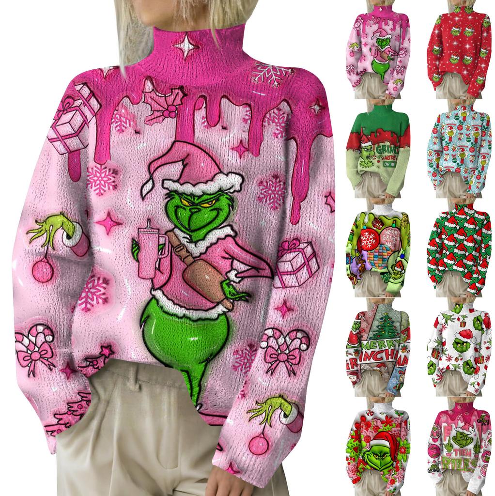 Christmas Sweatshirts For Women Knit Sweater Cute Shirt Fall Turtleneck Pullover Tops