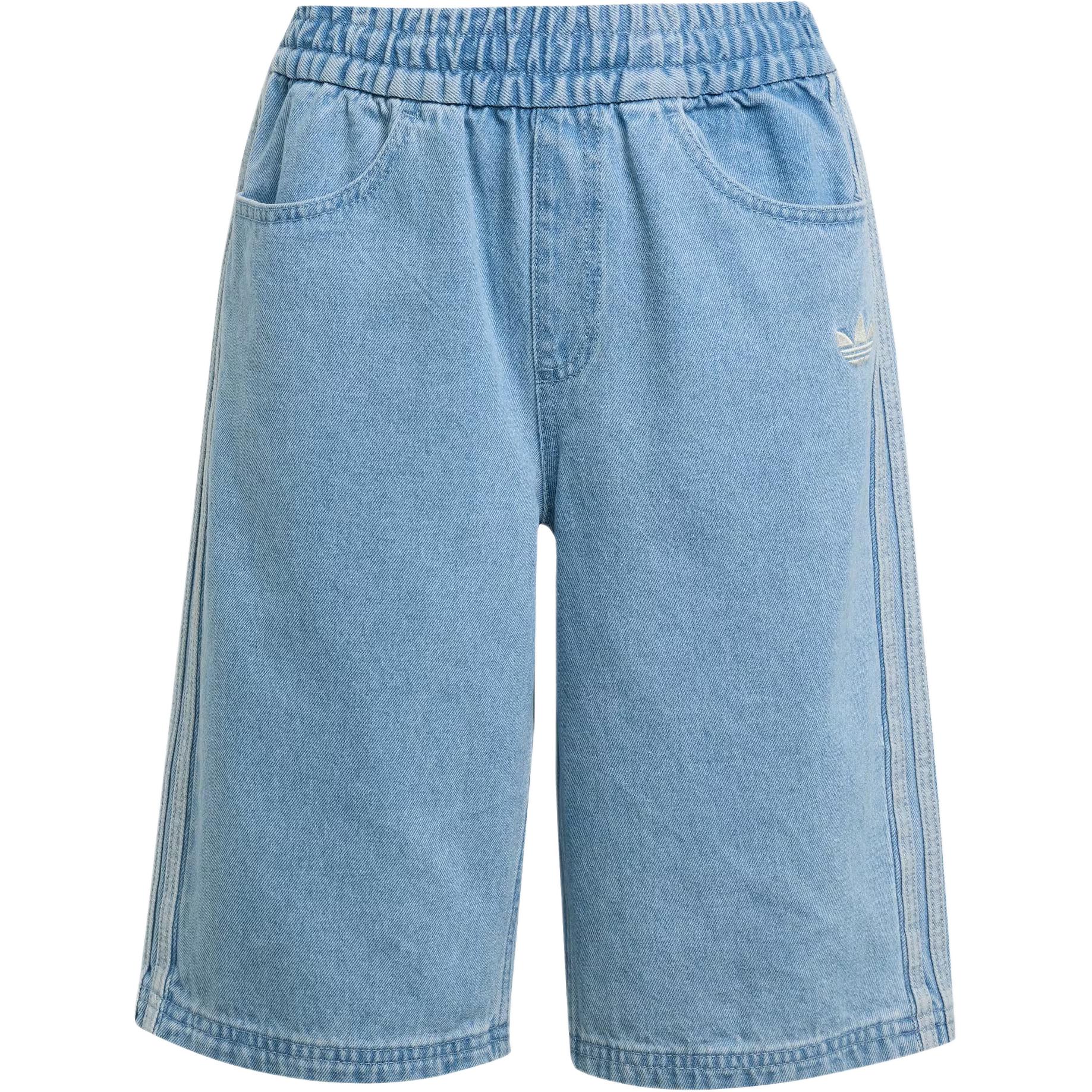 Adidas Оригинальные полосатые джинсовые спортивные шорты свободного кроя Originals X Minecraft Collaboration Мужские шорты Светло-голубые JZ9938 128