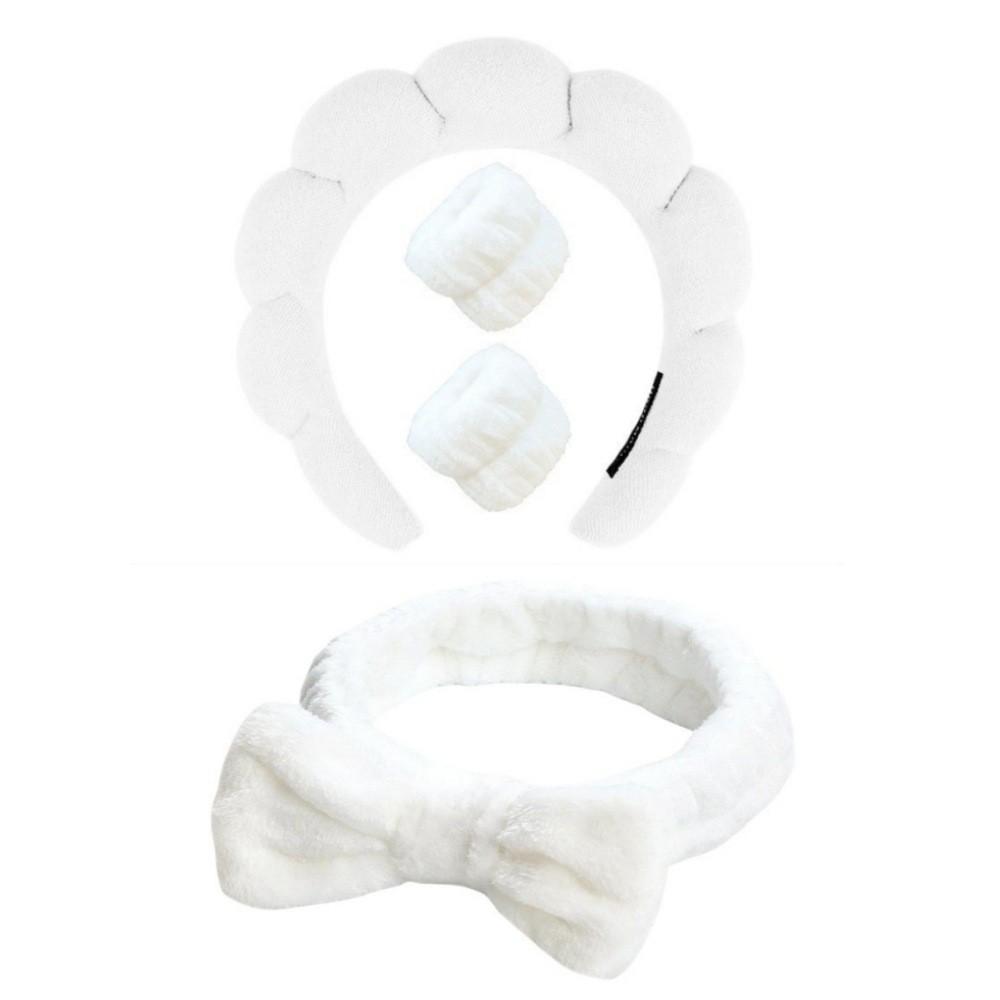 

Аксессуары для волос с высокой головкой для женщин, чтобы умываться и купаться с повязкой на голову Cloud Sponge для снятия макияжа и набором лент для волос One Size белый