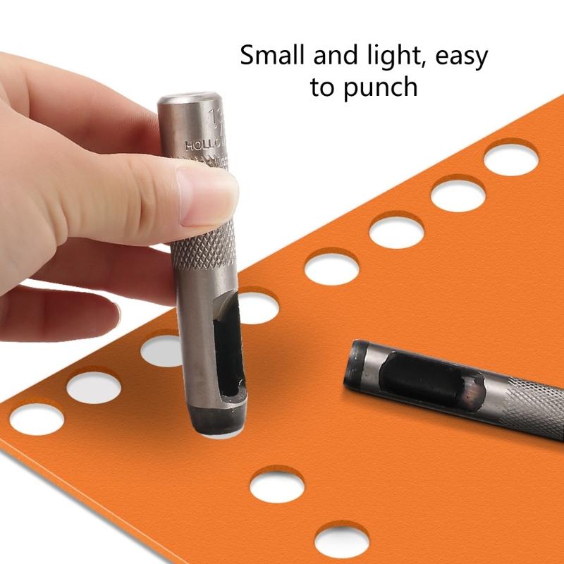 15Pcs Hollow Punch Set Heavy Duty Round Leather Hole Punching Tool for Watch Cloth Belt Gaskets with Storage Case