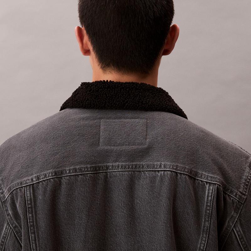 Calvin Klein Αμερικανική Vintage Τζιν Μπουφάν με Κολάρο από Faux Shearling Ανδρικό Μπουφάν 4RD782G