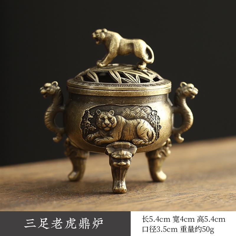 Vintage Three Legged Incense Burner - Alloy Hollow Out Incense Holder, Mini Sandalwood Censer for Home Decoration Meditation