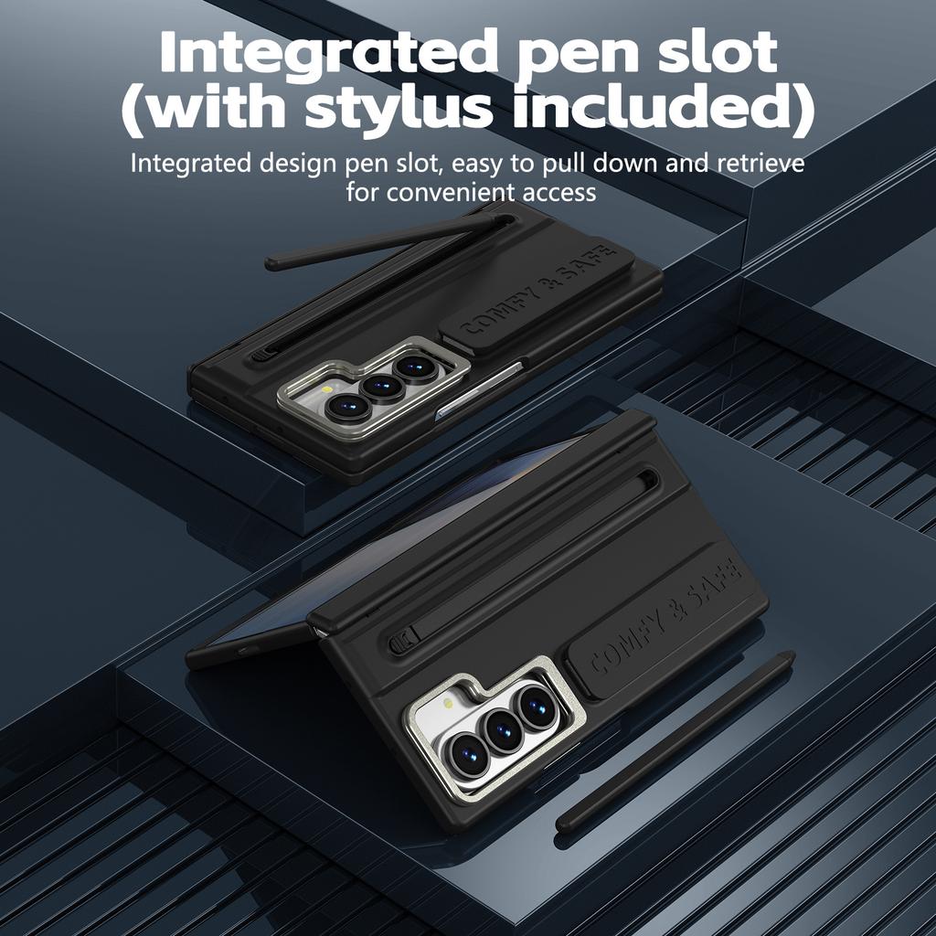 Applicable to Samsung ZFold7 Folding Mobile Phone Case Lens Holder 6/5 Wristband Case Film Integrated Stylus Case