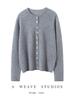 100% Pure Cashmere Rolled Edge Cardigan for Women - Slimming Autumn/Winter Knitwear Sweater with Multi-Button Style