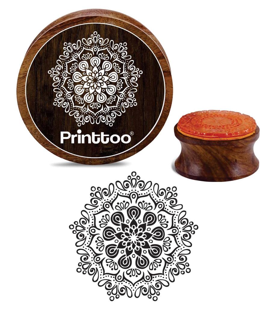 Printtoo Wooden Rubber Stamp Mandala Scrap-booking Craft Textile Round Stamp-2