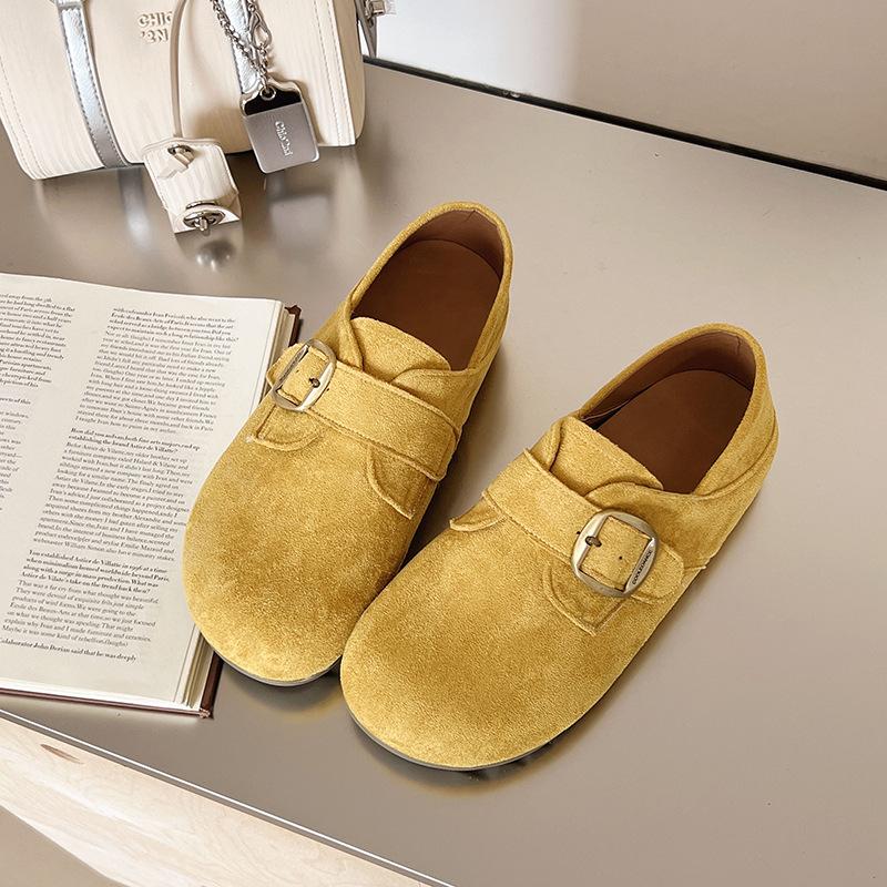 All-inclusive women's new spring and autumn flat-soled single shoes, one pedal inner height increase, soft sole retro