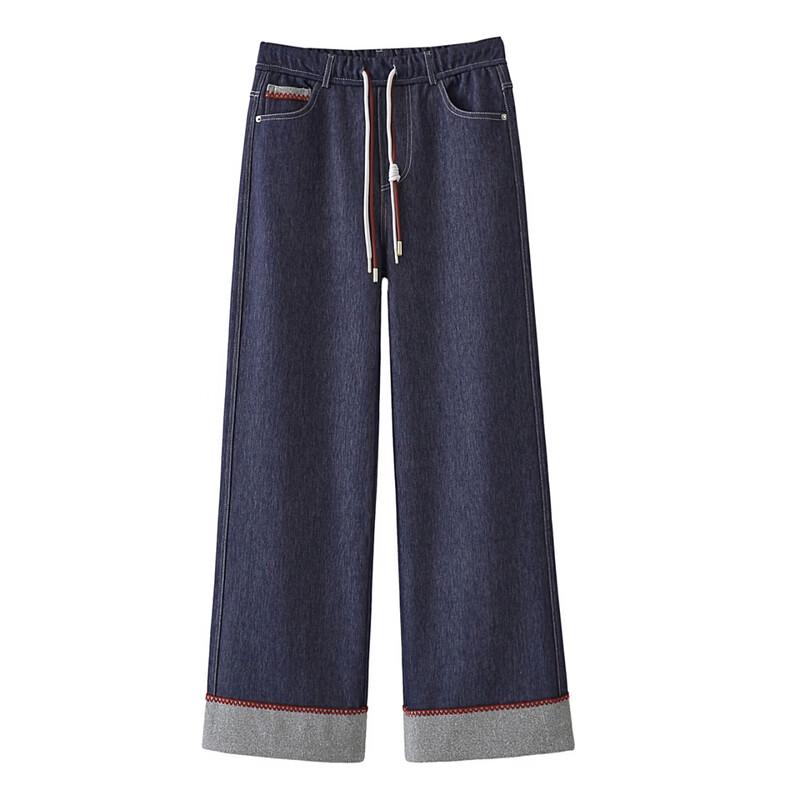 Women's High-Waist Wide-Leg Denim Pants