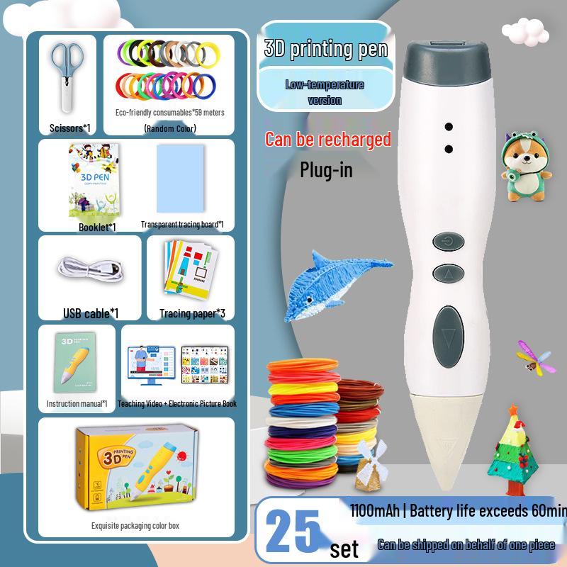 Rechargeable Low Temperature 3D Printing Pen for Kids - 1100mAh PCL Children's Day Gift