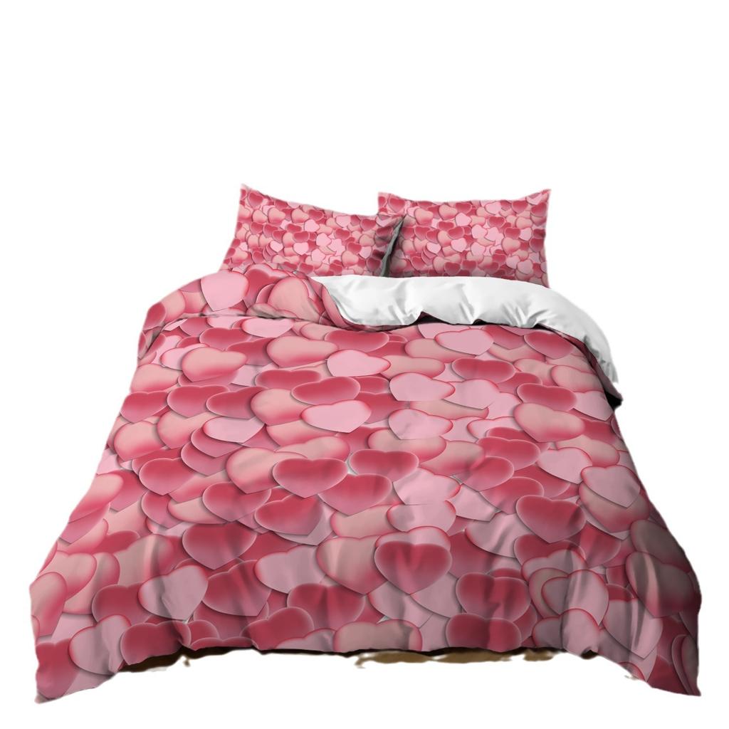 Bedding, Feather Chart Digital Printing Three-Piece Set, Quilt Cover Sheet Kit