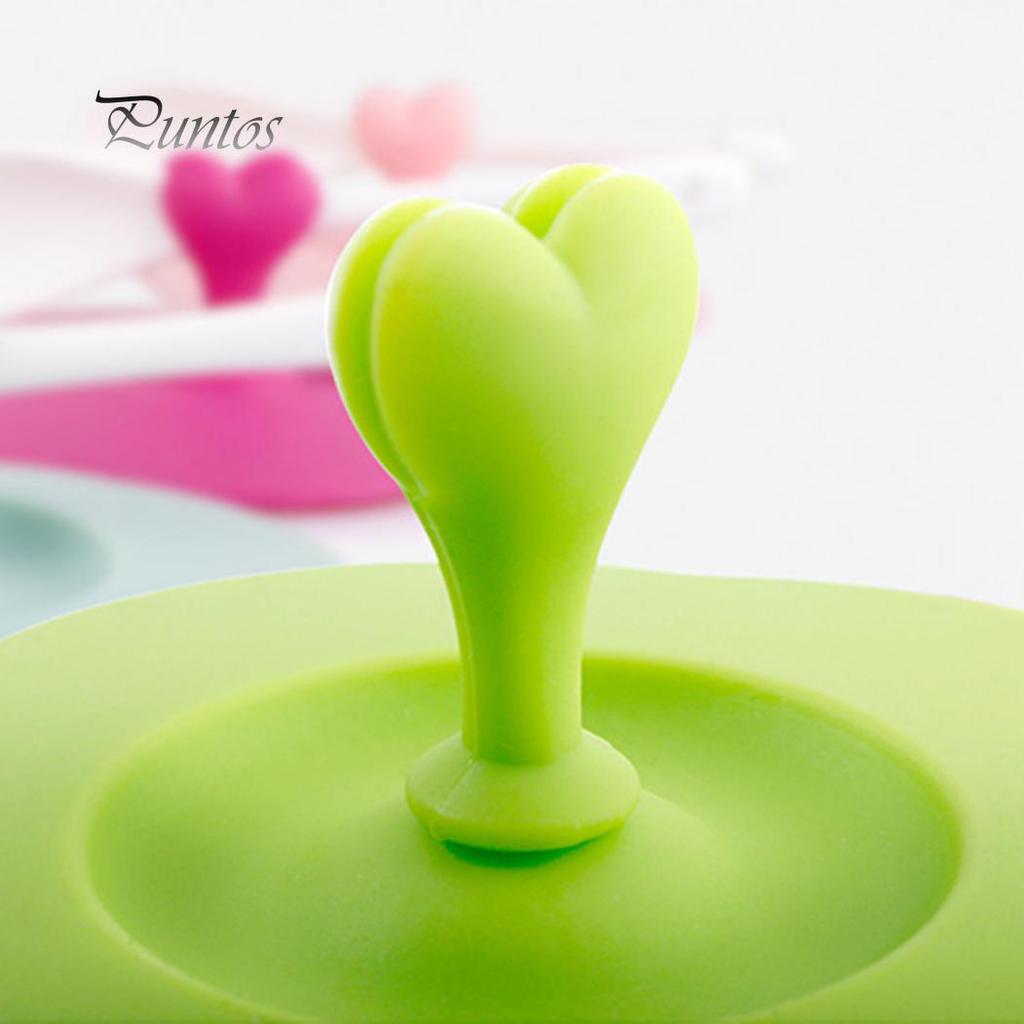 Heart Handle Anti-Dust Coffee Mug Glass Cup Cover Lid