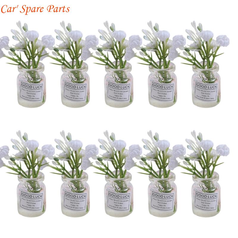 Y4UA Miniature Potted Flowers Ornament Car Dashboard Center Console Mount Greenery Decoration Glow Small Figurines Decors